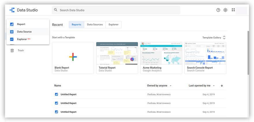 tạo báo cáo trong Google data studio